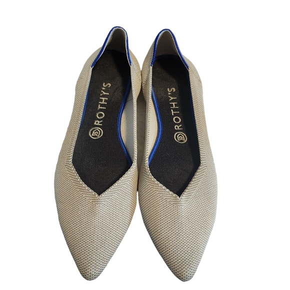 EUC *Retired* Rothy's Light Grey Flax Birdseed The Point Flat - Picture 5 of 10